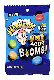 WARHEADS SOUR BOOM FRUIT CHEWS PEG BAG