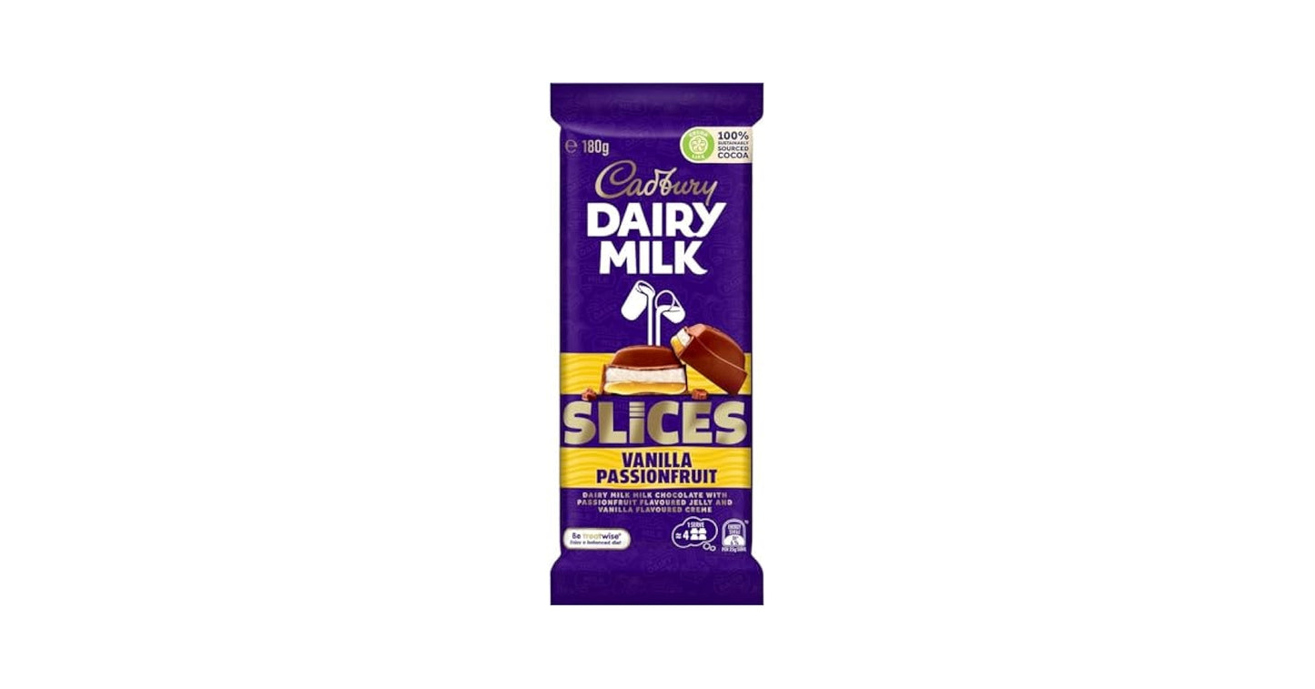 Cadbury diary milk slices vanilla passion fruit