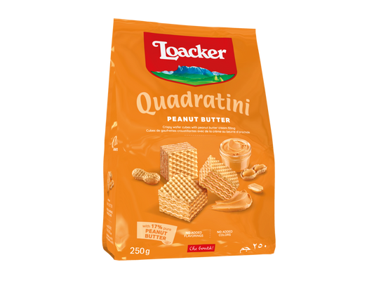 Loacker Quadrantini peanut butter flavoured wafer cookies