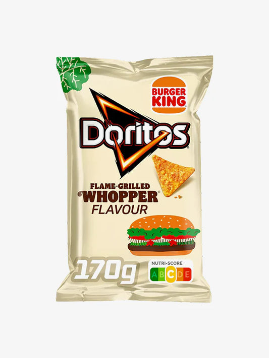 Doritos Burger King Flame-Grilled Whopper Flavour tortilla chips.