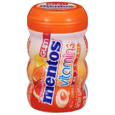 Mentos Gum with Vitamins, Sugar Free Chewing Gum with Xylitol, Citrus Flavor, Vitamins B6, B12 and C, Bottle of 45 (Bulk Pack of 1)