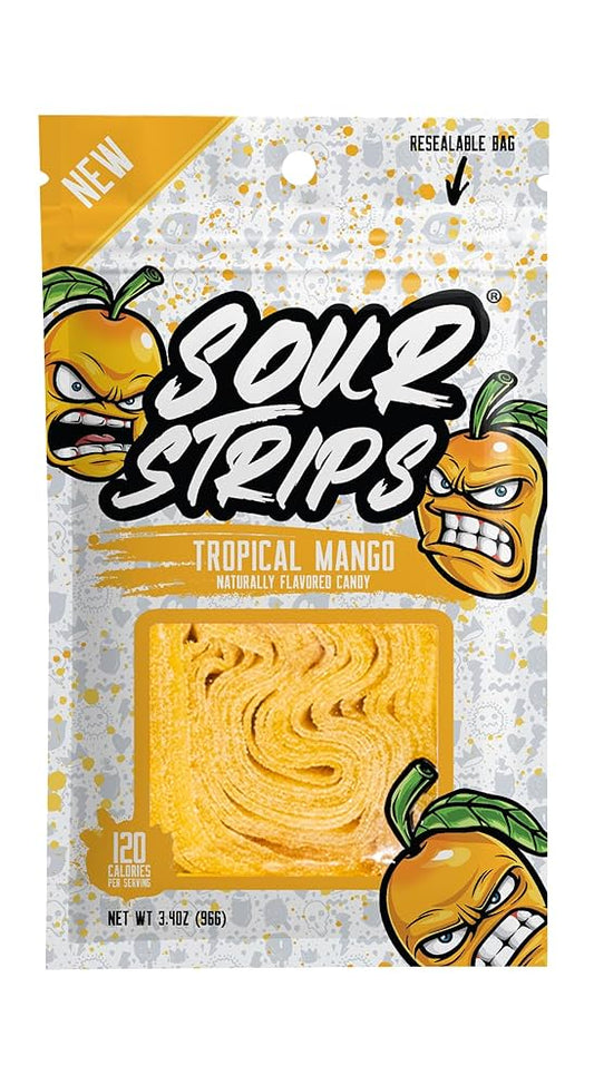 Sour Strips Tropical Mango flavored candy