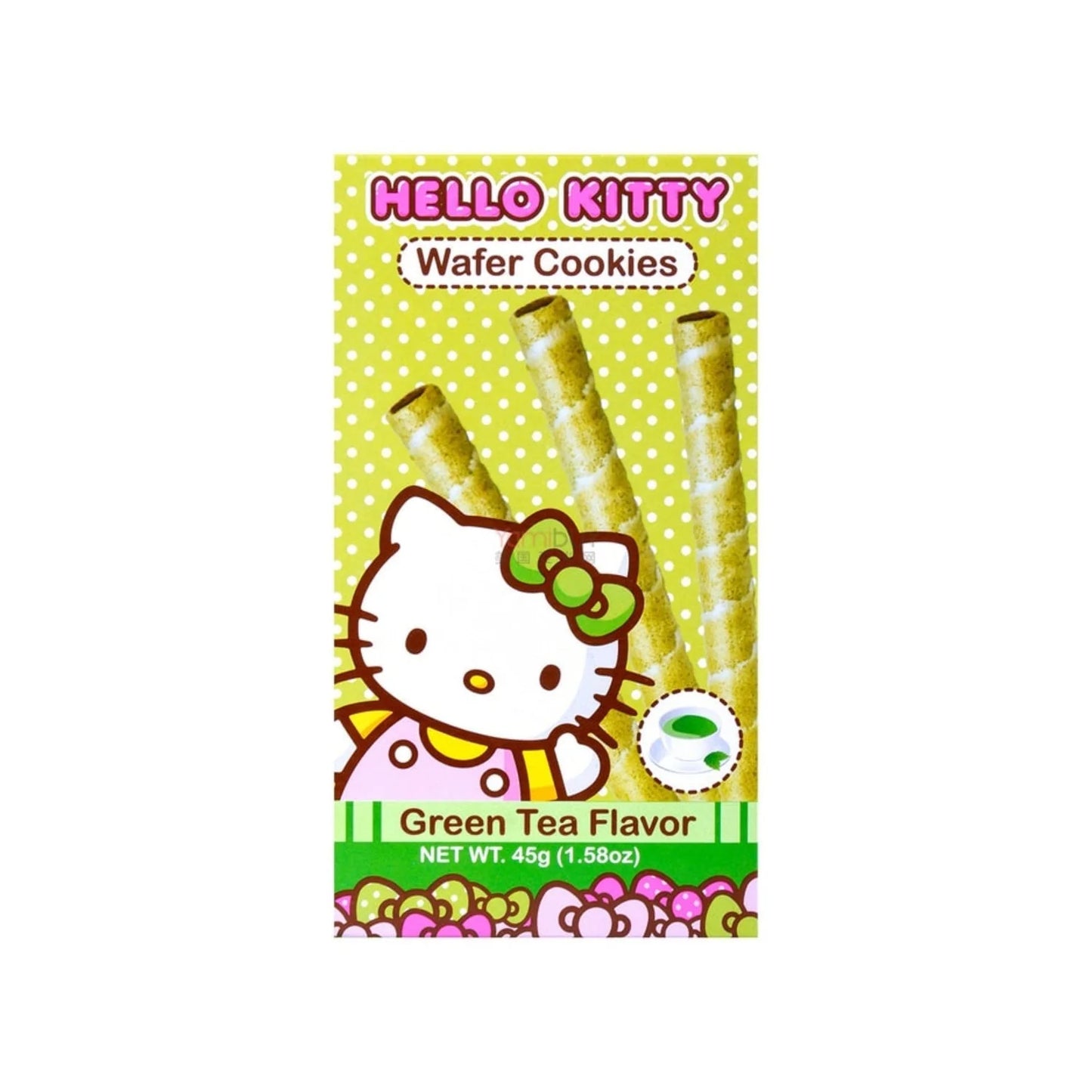 Hello Kitty Wafer Cookies in a green tea flavor.