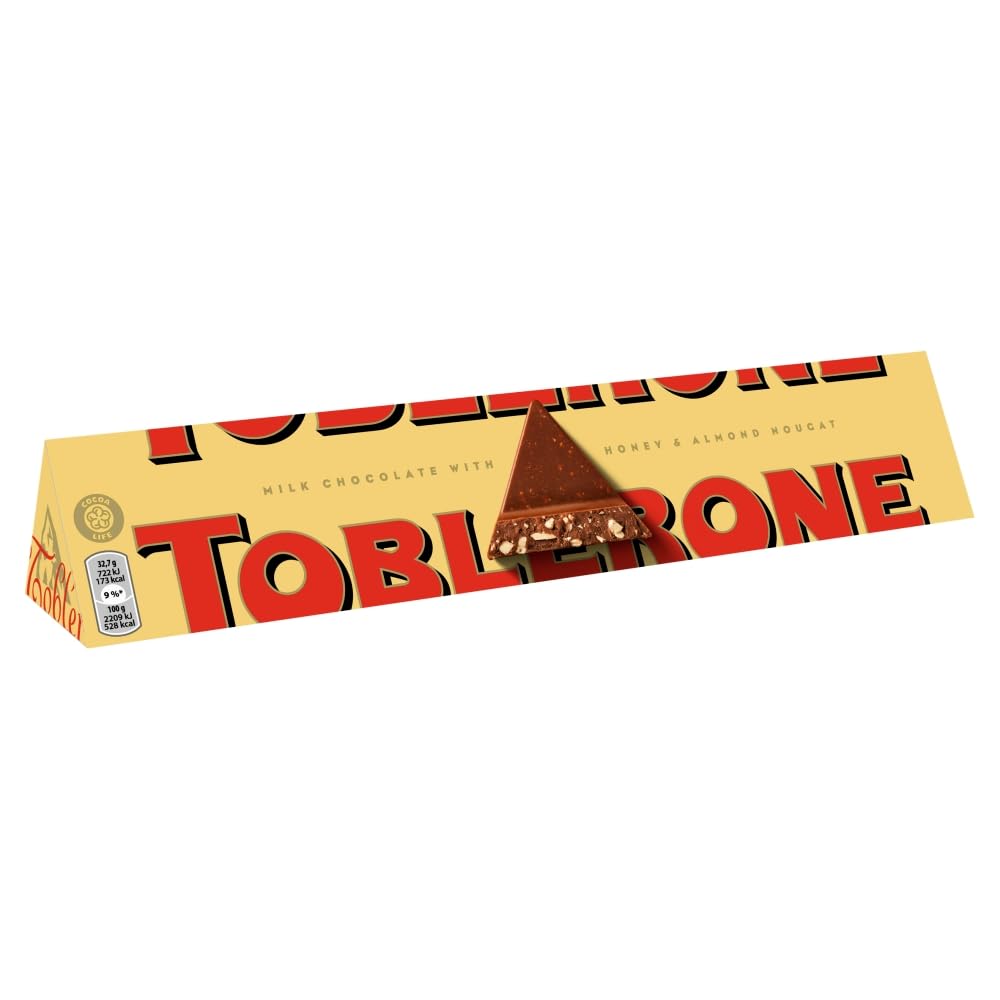 TOBLERONE MILK CHOCOLATE WITH HONEY AND ALMOND NOUGAT 12.6 OZ (360g)