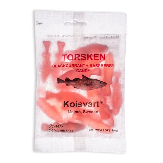 Torsken  blackcurrant and raspberry candy fish