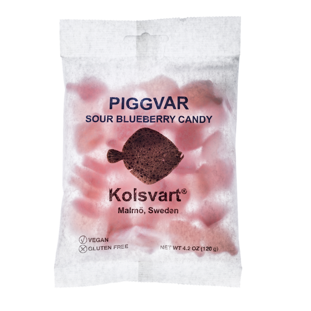 Piggvar sour blueberry candy fish