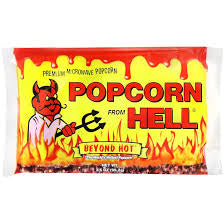 Popcorn from Hell," a brand of microwave popcorn known for its extreme spiciness