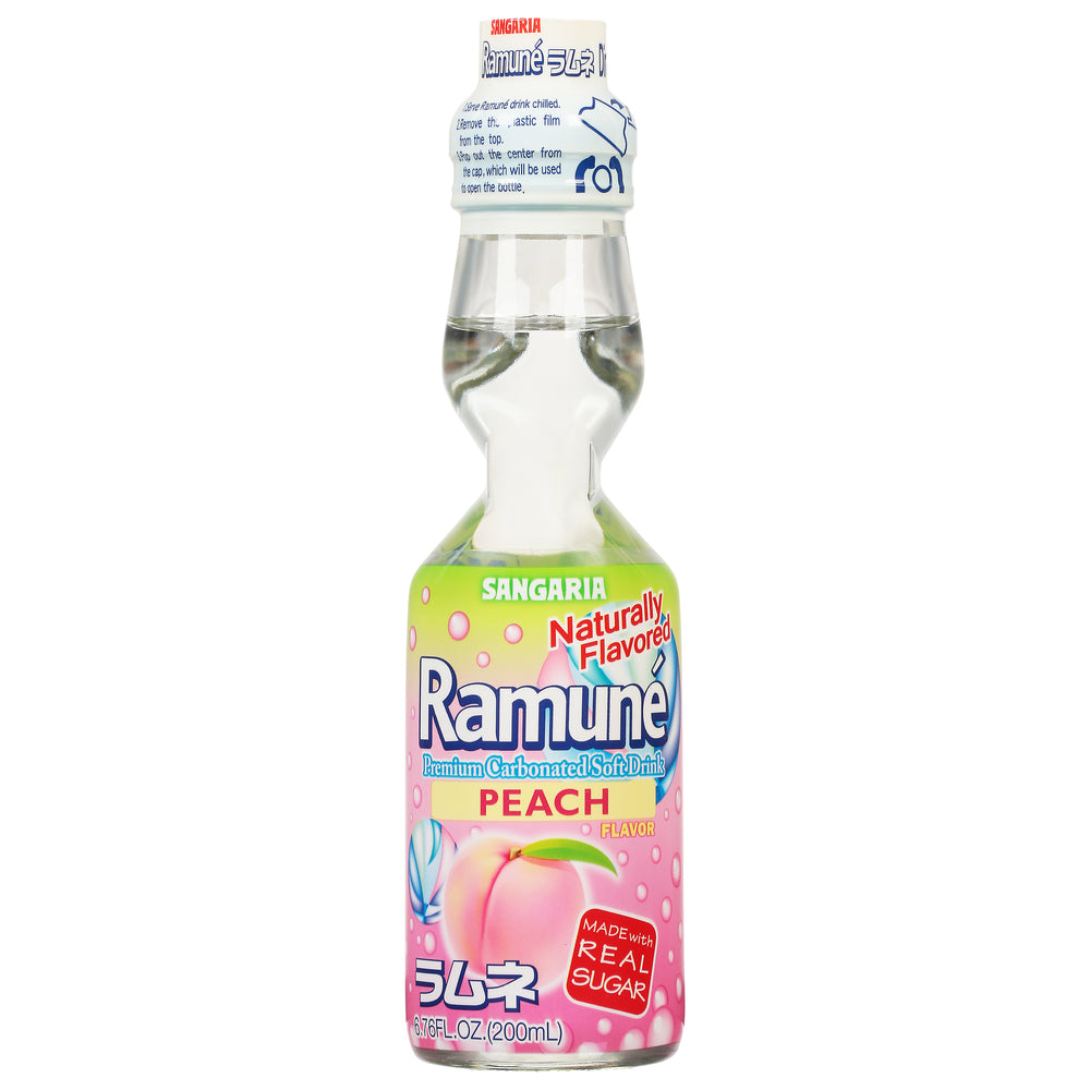Ramune peach carbonated soft drink
