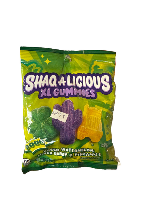 SHAQ-A-LICIOUS SOUR GUMMIES PEG BAG G (PNAPPL,MIX BERRY PUNCH)