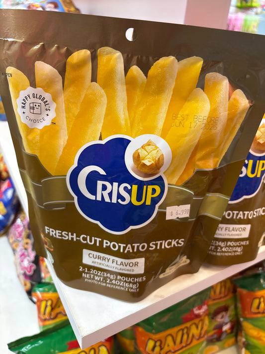 Crisup Fresh-Cut Potato Sticks in Curry Flavor.