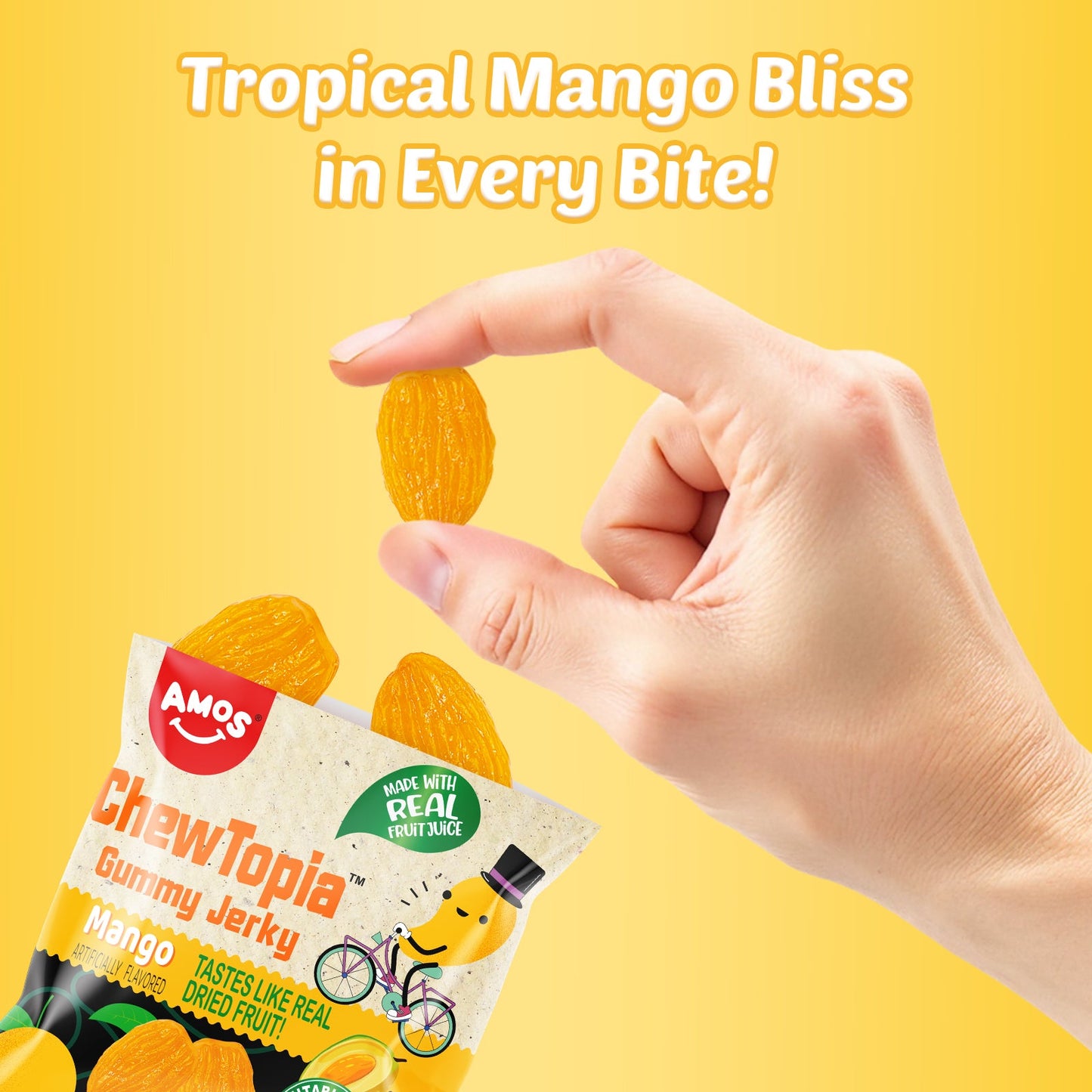 Amos chew topia gummy jerky mango flavor