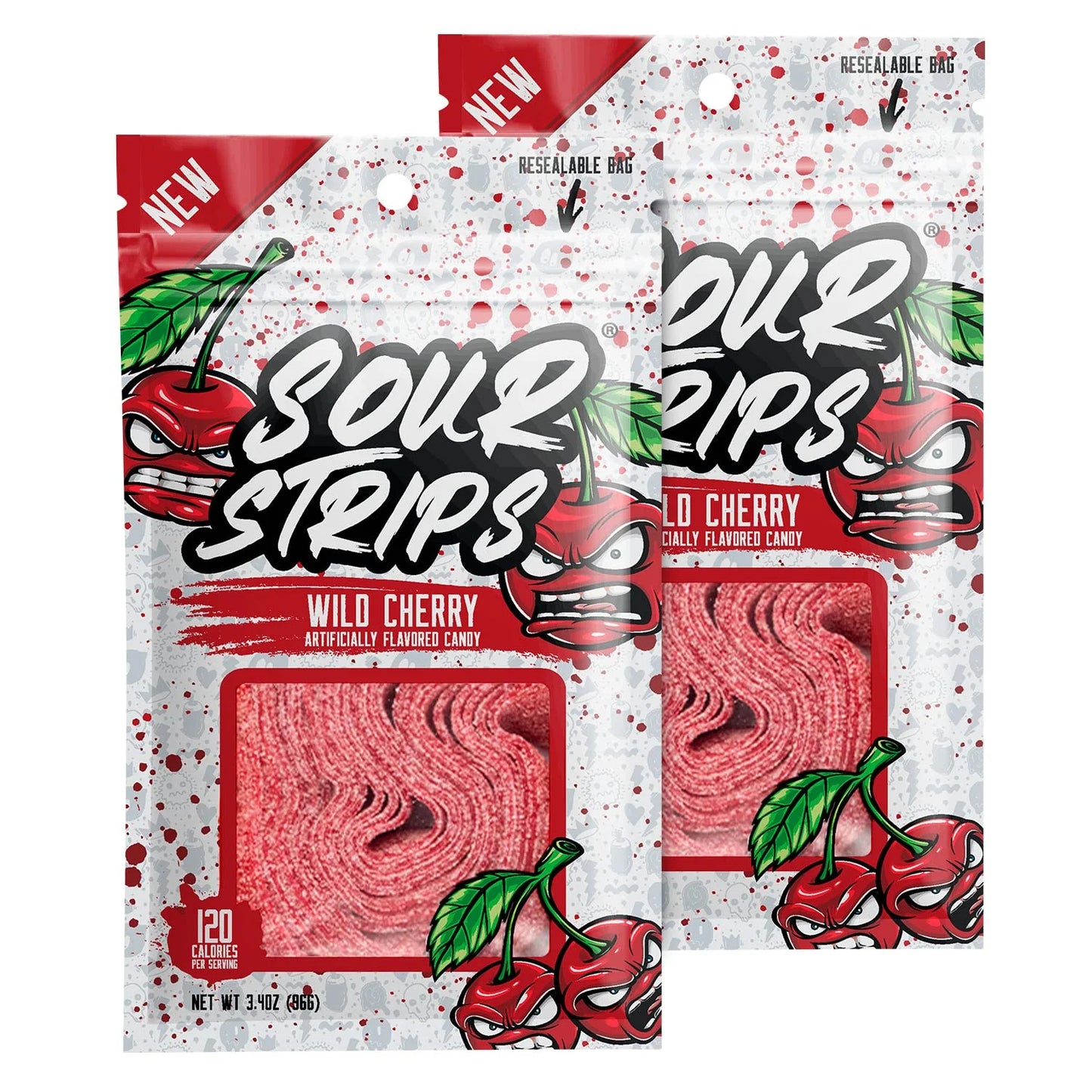 Sour Strips Wild Cherry artificially flavored candy