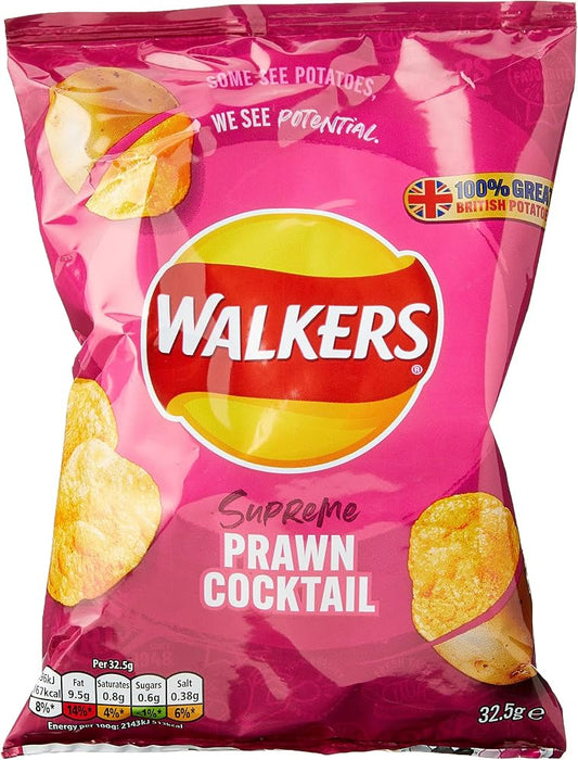 Walkers Prawn Cocktail Crisps Chips 32.5g