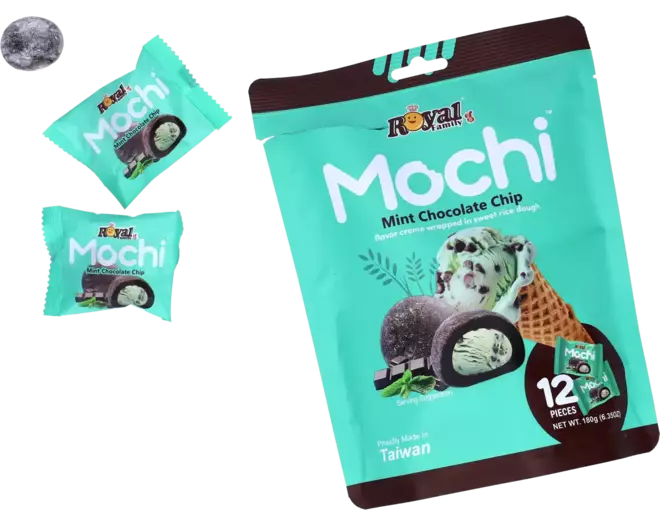 Royal family mint chocolate chip flavor cream wrapped in sweet rice dough