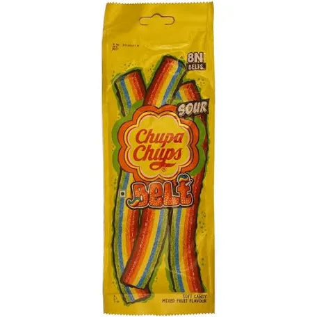 Chupa Chups Sour Belts mixed fruit flavour soft and chewy 57.6gm