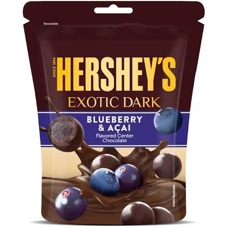 HERSHEY'S EXOTIC DARK Blue Berry Flavor | Dark Cocoa Rich Chocolates 100g