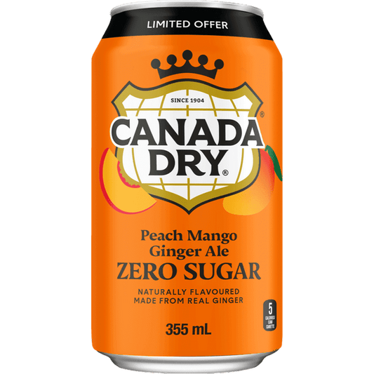 Canada Dry Peach Mango Ginger Ale Zero Sugar Can