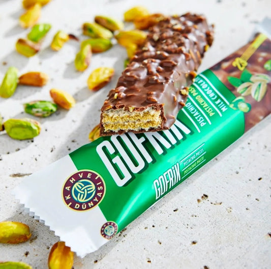 Kahve Dunyasi Gofrik Milk Chocolate Bar with Antep Pistachios