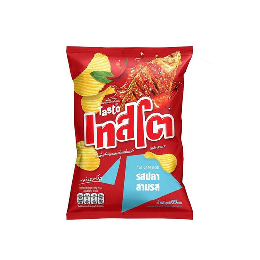 Tasto Pla Sam Rod flavor ridge-cut potato chips