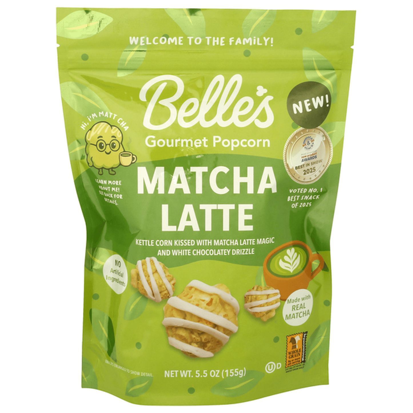 Belle’s Gourmet Popcorn Matcha Latte