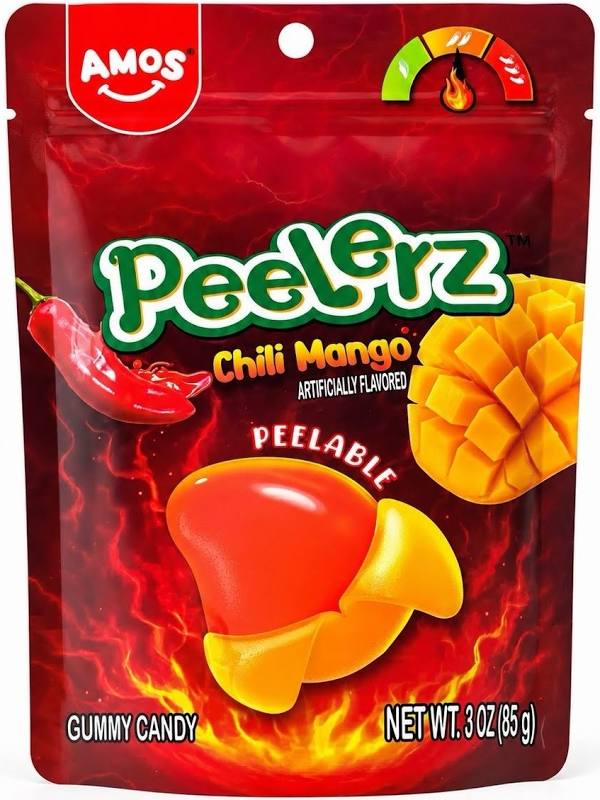 AMOS Peelerz Chili Mango Peelable Gummy Candy,