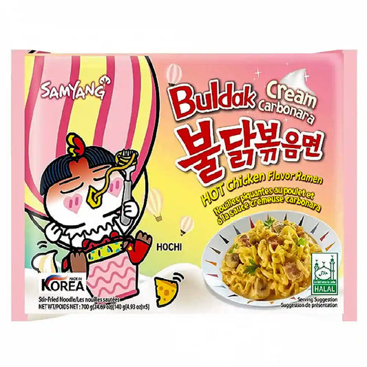 Buldak noodles Cream carbonara Hot chicken flavour stir fried ramen 5 pack