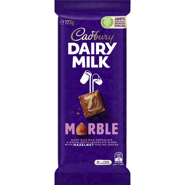 Cadbury Dairy milk Marble Dairy milk milk chocolate & dream white chocolate blend with hazelnut praline center