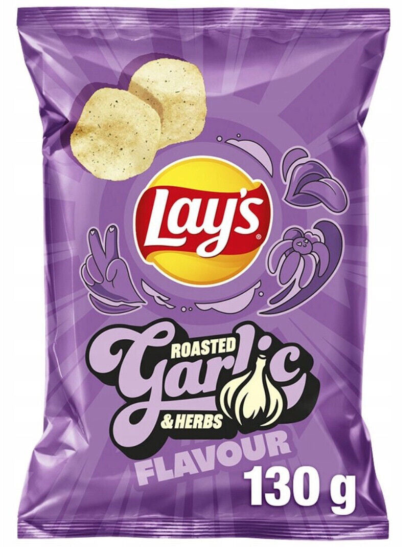 Lays roasted garlic and herbs flavoured potato chips