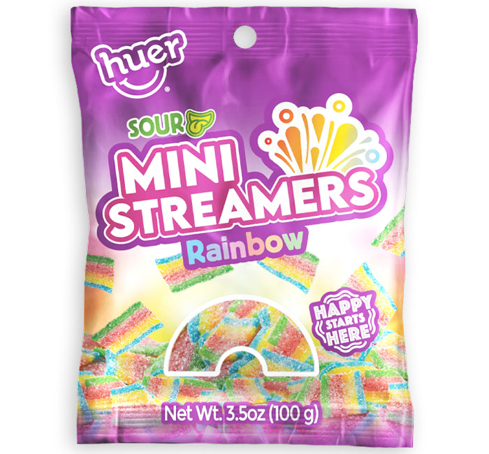 Huer Sour Rainbow Mini Streamers gummy candy