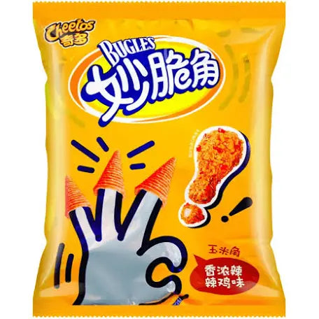 Cheetos Bugles Spicy Chicken flavored corn snacks, imported from China