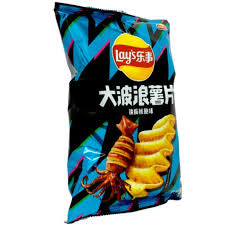 Lay's Wavy Potato Chips, specifically the "Grilled Squid Flavor