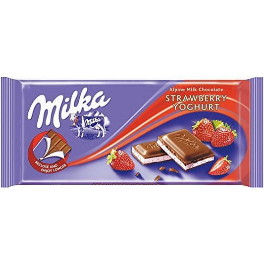 MILKA BAR IN DISPLAY - STRAWBERRY YOGURT MILK