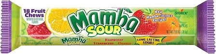MAMBA FRUIT CHEWS STICK PACK IN DISPLAY - SOUR