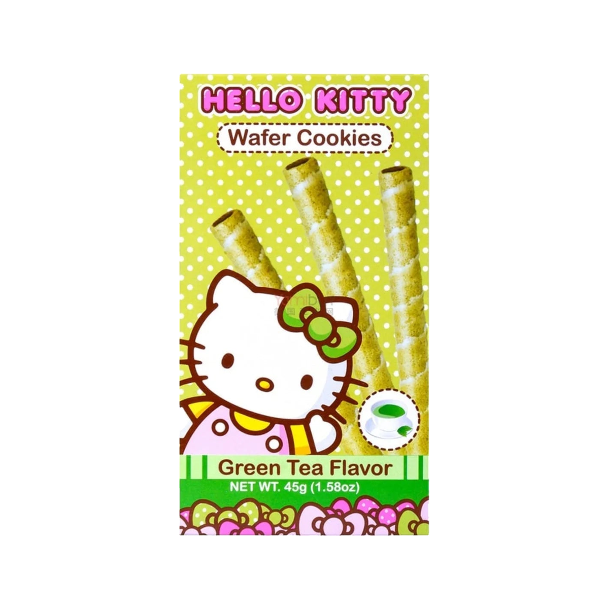 Hello Kitty Wafer Cookies in a green tea flavor.
