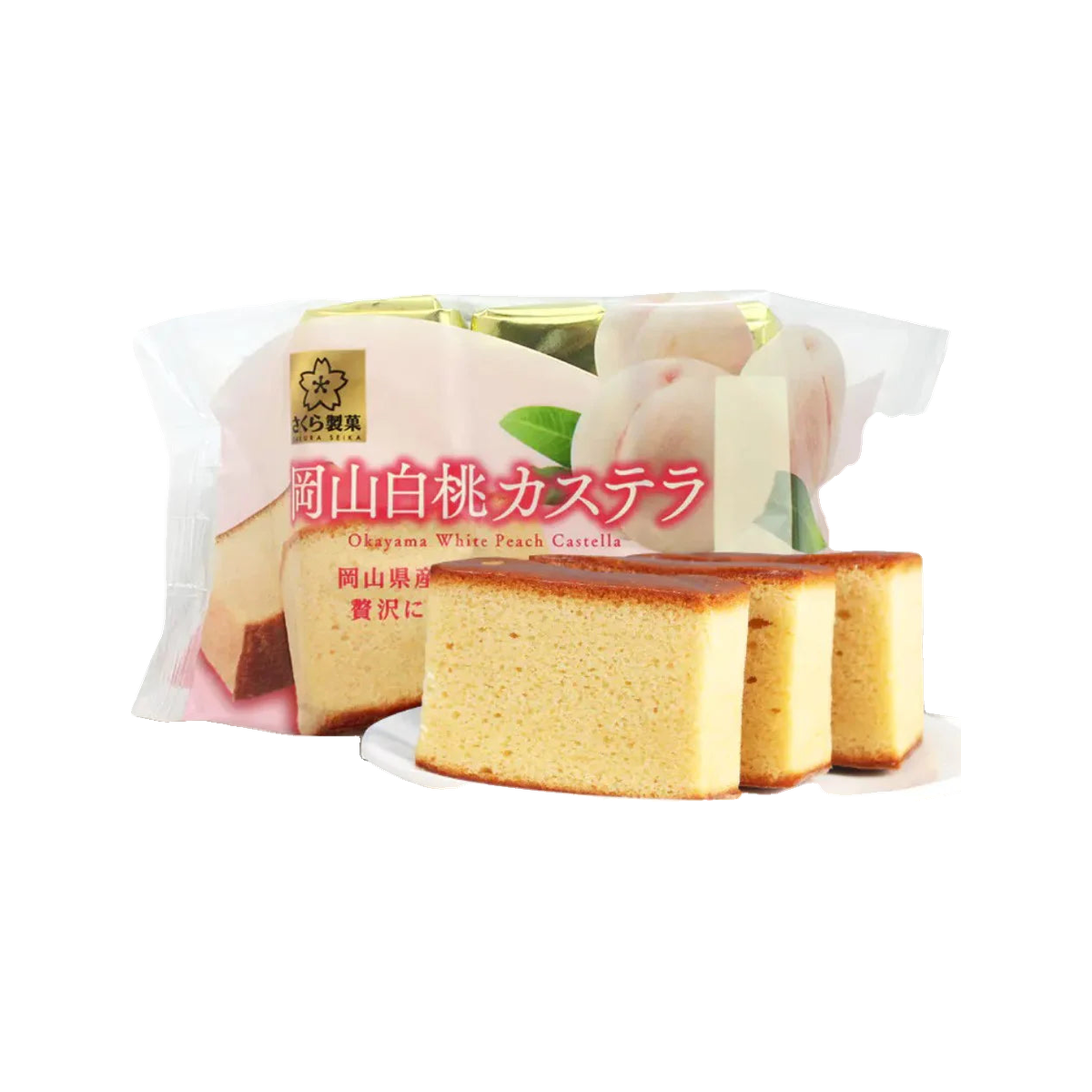 Okayama White Peach Castella Cake 3 Piece 120g