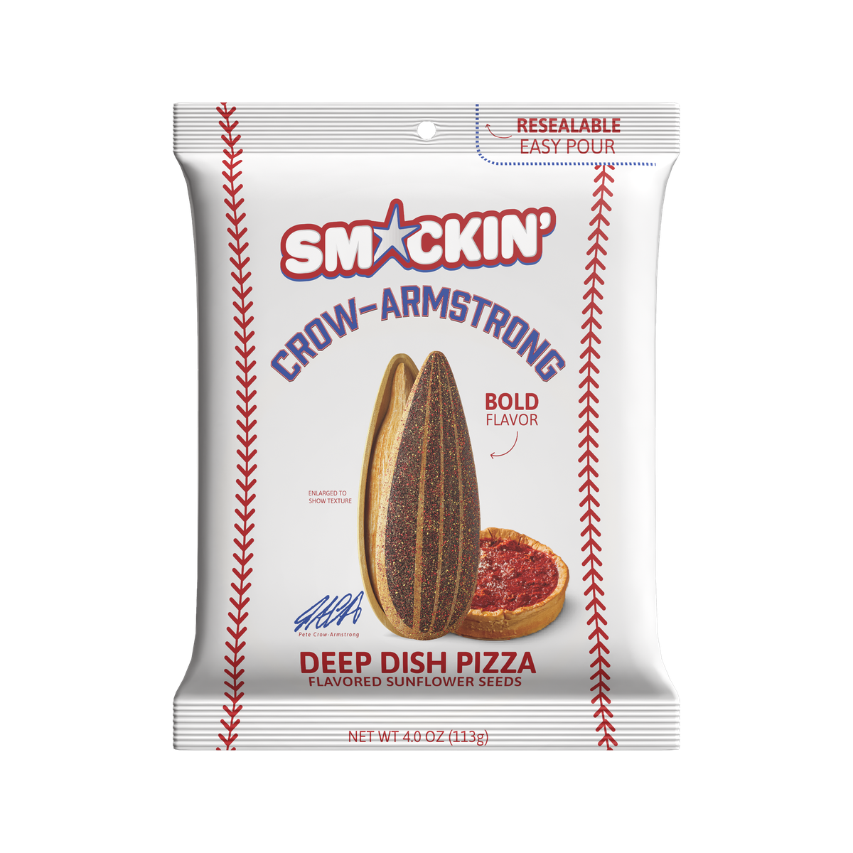 Smackin Crow Armstrong Deep Dish Pizza Flavored Sunflower Seeds — pouch