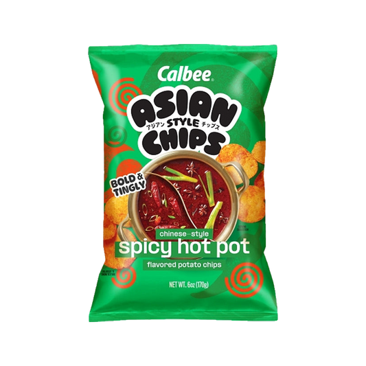 Calbee Asian Style Chips Chinese Spicy Hot Pot 6oz — bag