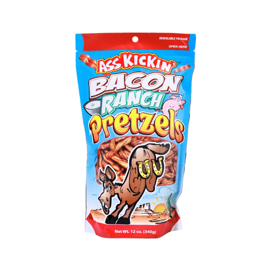 Ass kickin bacon ranch pretzels — bag
