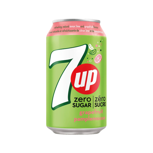 7up Zero Sugar Grapefruit Pamplemousse — can