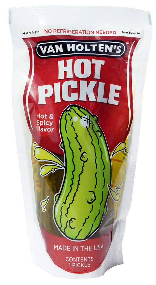 VAN HOLTENS JUMBO PICKLE IN A POUCH - WARHEADS SOUR DILL